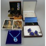 Collection of costume jewellery with jewlellery box