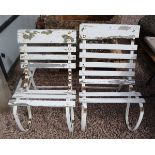 Pair metal garden chairs