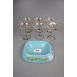 Set of 6 Babycham glasses together with Babycham ashtray