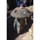 Antique staddle stone with top