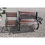 Metal & wood garden bench and chair