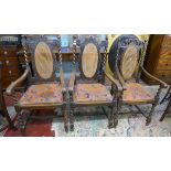 3 Carolean style carver chairs