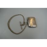 Silver Albert chain and vesta case - Approx weight 63g