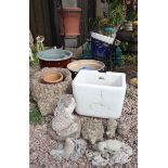 Collection of garden planters ornaments etc