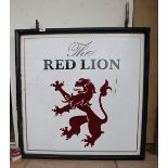 Red Lion double sided pub sign - Approx size: 91cm x 91cm