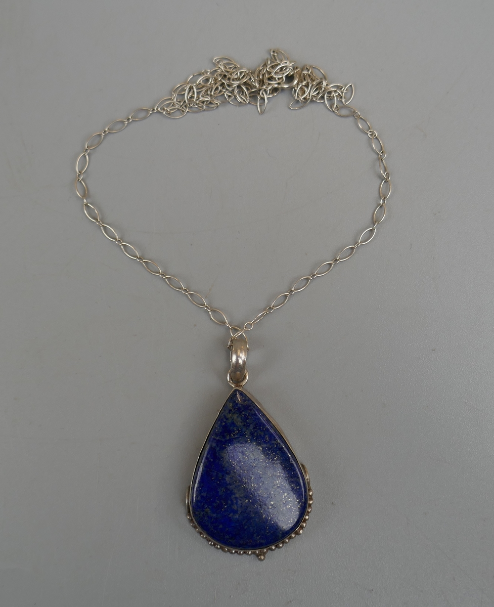 Silver Lapis Lazuli pendant on silver chain