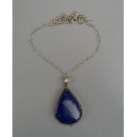 Silver Lapis Lazuli pendant on silver chain