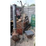 Chimnea, coat hanger and fire pit