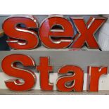 7 large vintage light boxes - SEX STAR - Approx height of tallest 62cm