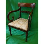 Regency mahogany scroll armchair