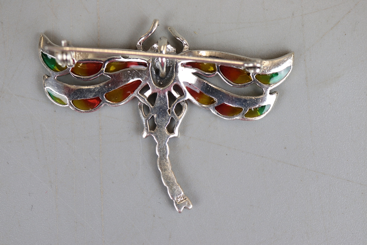 Silver enamel butterfly brooch - Image 2 of 2