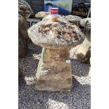 Antique staddle stone with top