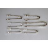 6 pairs of hallmarked silver tongs - Approx. weight 138g