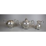 3 piece old Sheffield silver plate tea service presented to colour sergeant Miller dated 1887