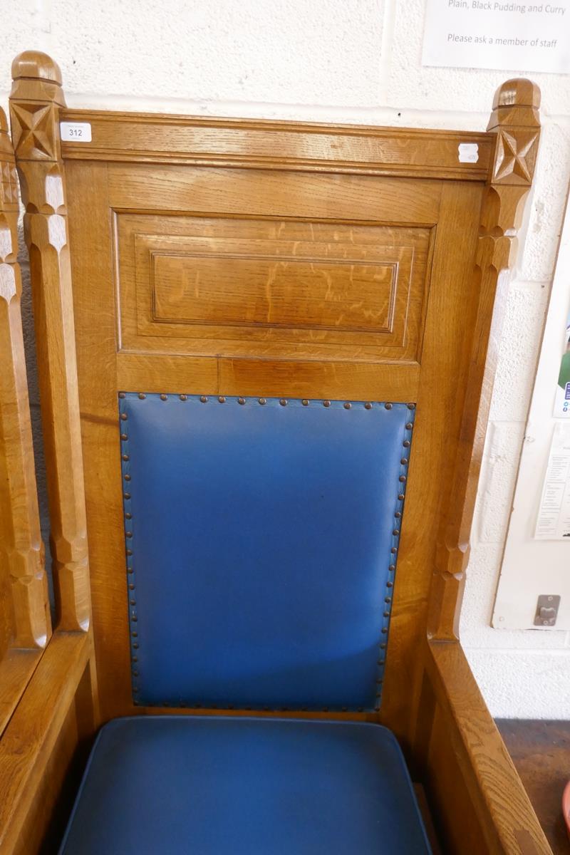 2 fine & large oak throne chairs from a masonic lodge - Image 2 of 5