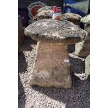 Antique staddle stone with top