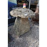 Antique staddle stone with top