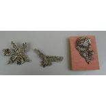 3 silver marcasite brooches