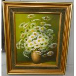 Nancy Lee - Oil on canvas - Daisies - Approx image size: 19cm x 24cm