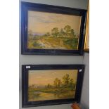 Pair of oils on board - Rural scenes - Approx image size: 51cm x 34cm