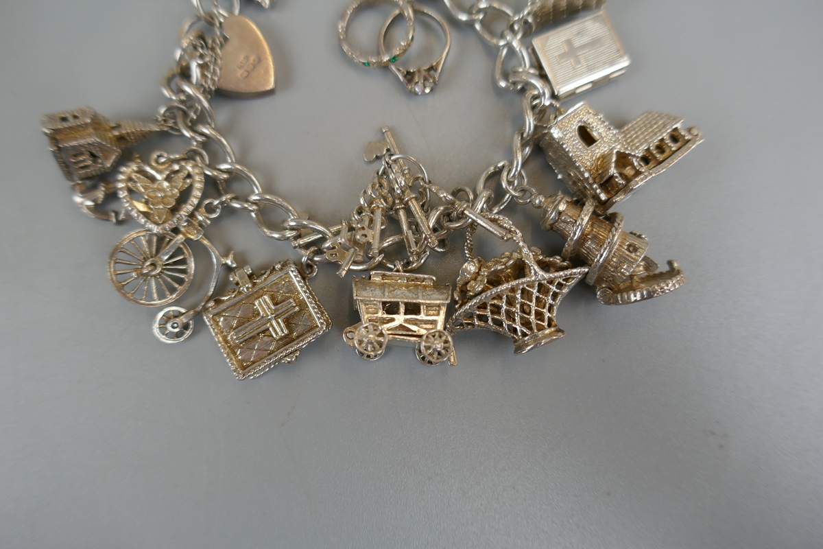 Silver charm bracelet - Approx weight: 73g - Image 2 of 3