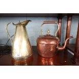 Copper kettle with brass jug