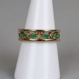 Heavy gold emerald & diamond eternity ring - Approx size: O