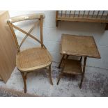 Vintage bamboo side table and colonial style chair