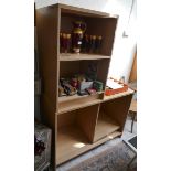 2 oak shelving units