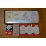 Framed South Coast railway map together with a selection of maps