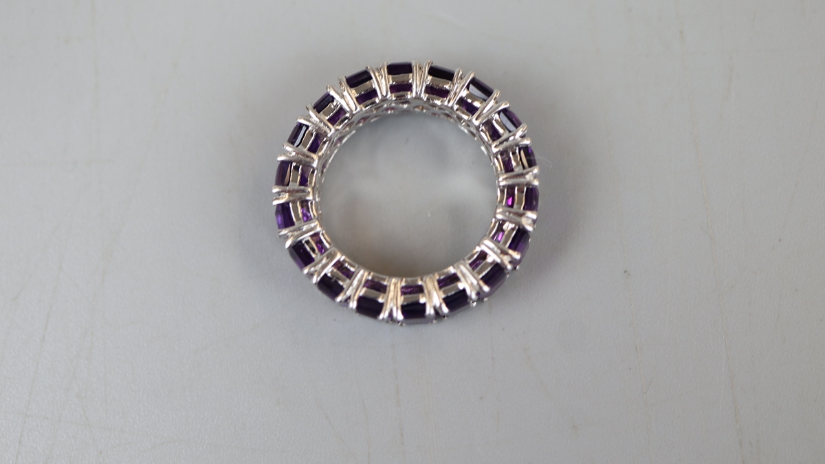 Silver amethyst band ring - Approx size: P - Image 2 of 2