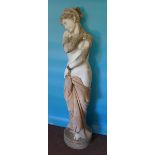 Fine large and impressive marble and alabaster statue of maiden