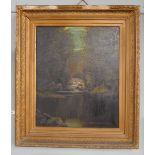 Oil on canvas - Rural scene in gilt frame - Approx. image size: 49cm x 59cm