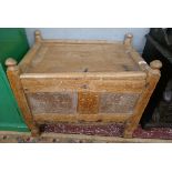 Antique Afghan carved chest - Approx size: W: 73cm D:47cm H: 63cm