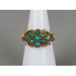 Gold turquois set ring - Approx size: J