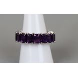 Silver amethyst band ring - Approx size: P