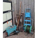Collection of garden tools to include electric hedge trimmer