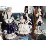 3 Royal Dux figures - Roccoco - Approx height of tallest: 33cm