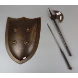 Indian shield and axe with concealed dagger