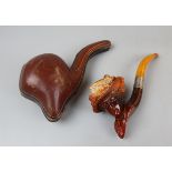 Meerschaum pipe in original leather case