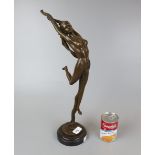 Bronze on marble base - Tall nude dancing lady - Approx. height: 48cm