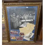 Large framed Dizzy Gillespie jazz music collage - Approx. size: 92cm x 120cm