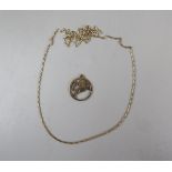 Gold pendant & gold necklace - Approx weight 6.4g