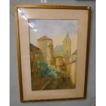 Watercolour by A G Smith - Gaillac - Approx image size: 33cm x 50cm