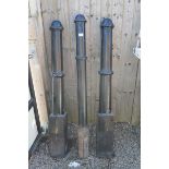 3 heavy cast iron bollards - Approx height of tallest: 157cm