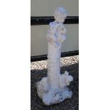 Stone cherub garden feature - Approx height: 84cm