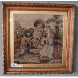 Framed tapestry in gilt frame