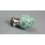 Victorian egg scent bottle with silver cap Birmingham 1891