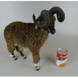 Victorian model ram with real fur - Approx height: 36cm