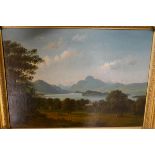 Attributed to John Knox (Scottish 1778-1845) - Oil on canvas, Loch & mountains - Image size 34cm x